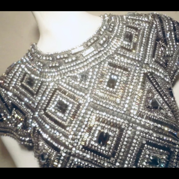 COLLETTE DINNIGAN Heavy BEADED Rhinestone DRESS 1 - Picture 8 of 8